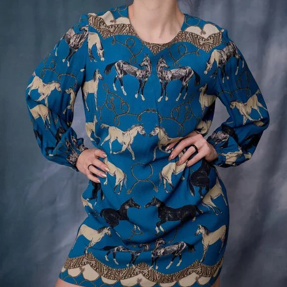 Corey Lynn Calter Horse Mini Dress Size Large - Picture 6 of 11